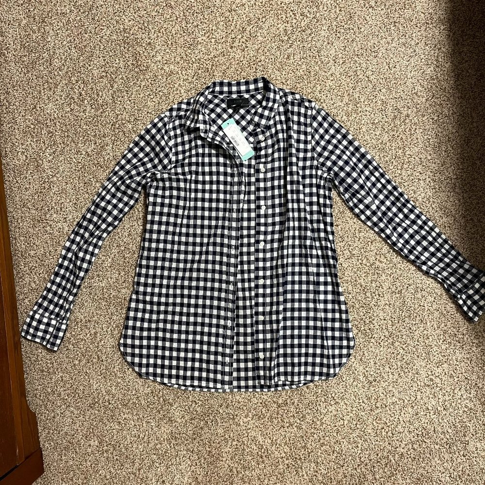 NWT J. Crew blue and white collared dress shirt